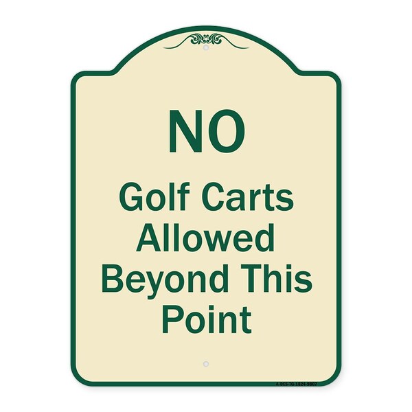 Signmission Designer Series-No Golf Carts Allowed, Tan & Green Heavy-Gauge Aluminum, 24" x 18", TG-1824-9807 A-DES-TG-1824-9807 - main